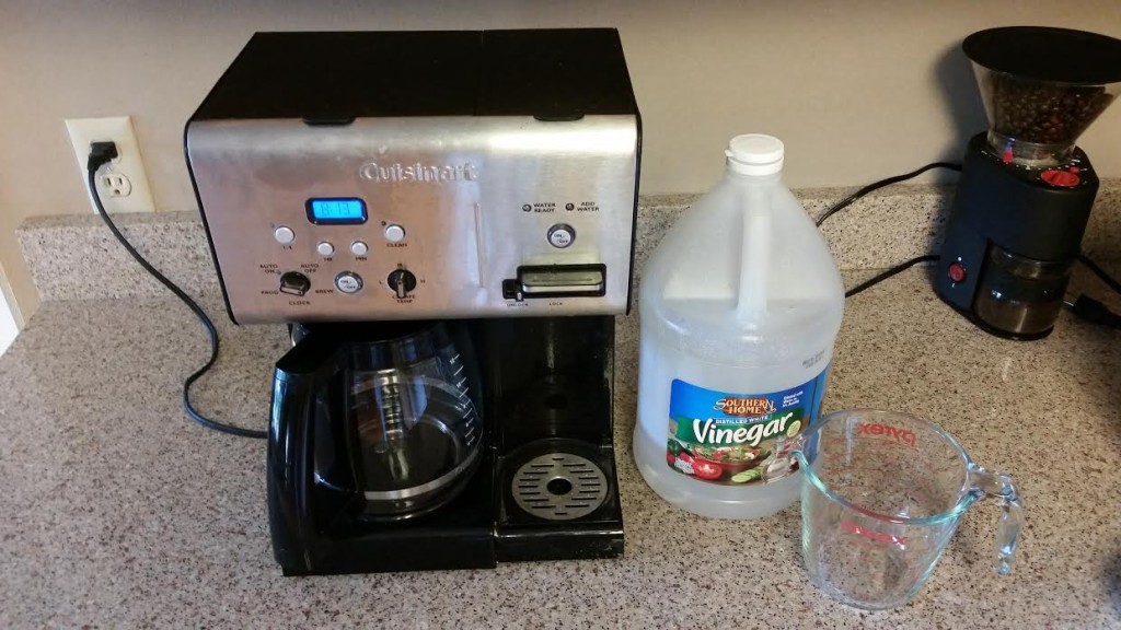 White Vinegar is an inexpensive and one of the best cleaners for a drip coffee maker!