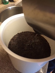 Layer the coffee and water to ensure there are no dry spots in the brewing container